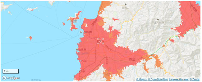 愛媛県のY!Mobileの対応エリア