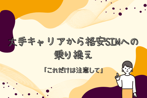 大手キャリアから格安SIMへの乗り換え「これだけは注意して」